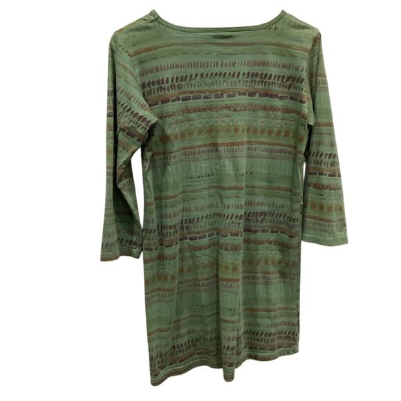 CMC Women Tunic Top Size XS Green Brown Boho Lagenlook Shirt Button Cotton Artsy - Picture 4 of 9